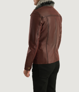 Mens Sheepskin Leather Evan Hart Fur Brown Leather Jacket - JH0047