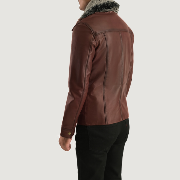 Mens Sheepskin Leather Evan Hart Fur Brown Leather Jacket - JH0047