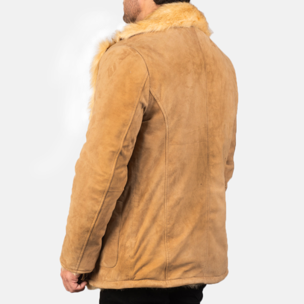 Mens Goatskin Leather Furlong Beige Suede Leather Coat - JH0042