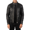 Mens Real Goatskin Leather Gatsby Black Leather Biker Jacket - JH0035