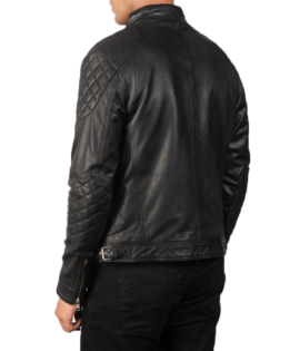 Mens Real Goatskin Leather Gatsby Black Leather Biker Jacket - JH0035