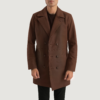 Mens Real Cowhide Leather Half Life Brown Leather Coat - JH0044