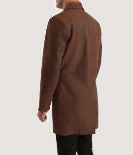 Mens Real Cowhide Leather Half Life Brown Leather Coat - JH0044