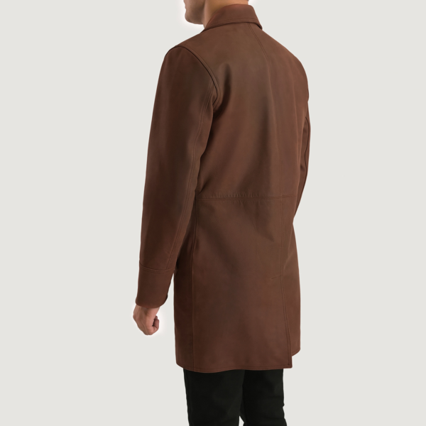 Mens Real Cowhide Leather Half Life Brown Leather Coat - JH0044