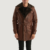 Mens Real Sheepskin Leather Hunter Distressed Brown Fur Leather Coat - JH0112