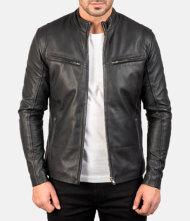 Mens Sheepskin Leather Ionic Red Leather Biker Jacket - JH0109