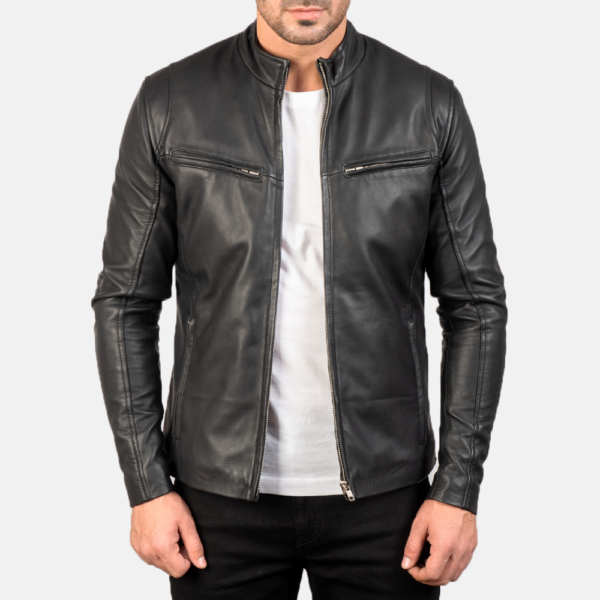 Mens Sheepskin Leather Ionic Red Leather Biker Jacket - JH0109