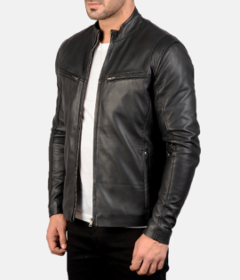 Mens Sheepskin Leather Ionic Red Leather Biker Jacket - JH0109