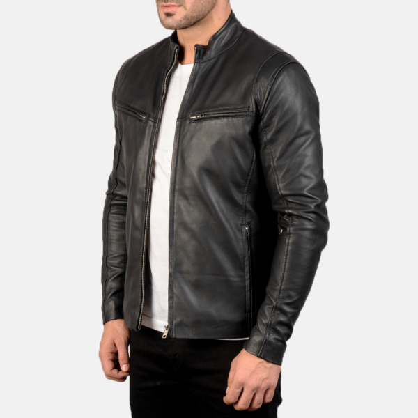 Mens Sheepskin Leather Ionic Red Leather Biker Jacket - JH0109