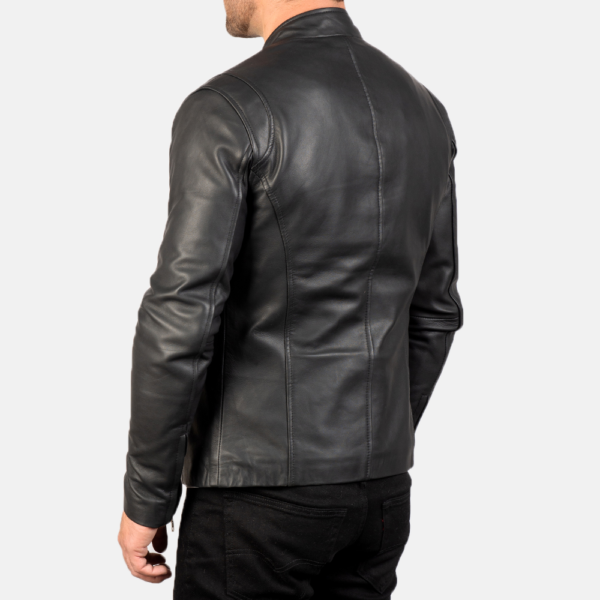 Mens Sheepskin Leather Ionic Red Leather Biker Jacket - JH0109