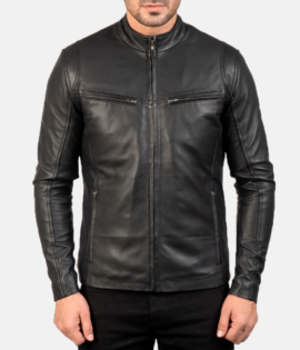 Mens Sheepskin Leather Ionic Red Leather Biker Jacket - JH0109