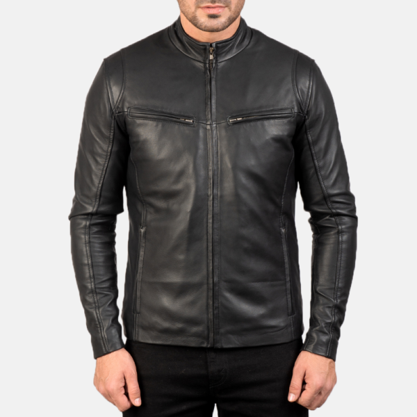 Mens Sheepskin Leather Ionic Red Leather Biker Jacket - JH0109