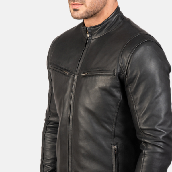 Mens Sheepskin Leather Ionic Red Leather Biker Jacket - JH0109