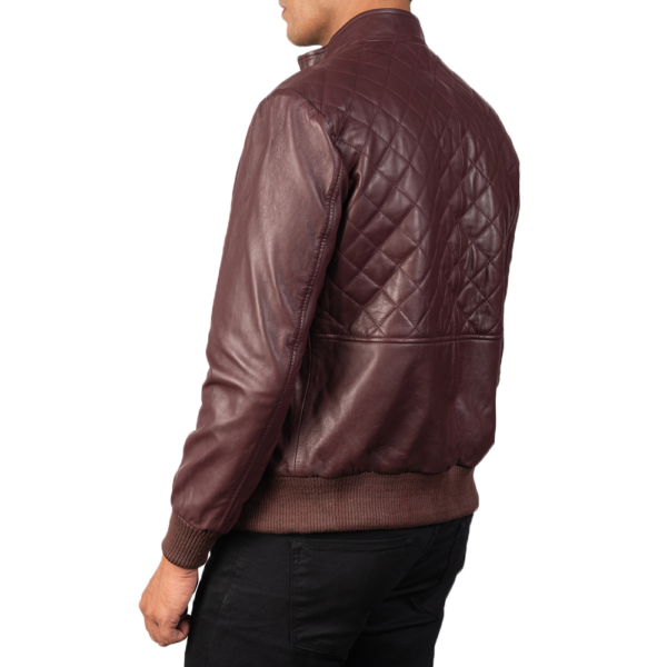 Mens Moda Maroon Leather Bomber Jacket - JH0104