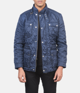 Mens Nelson Quilted Blue Windbreaker Jacket - JH0058