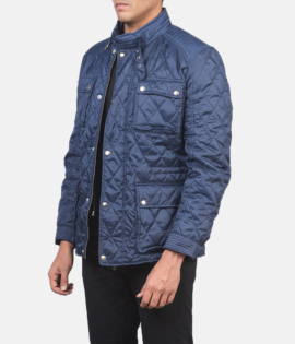 Mens Nelson Quilted Blue Windbreaker Jacket - JH0058