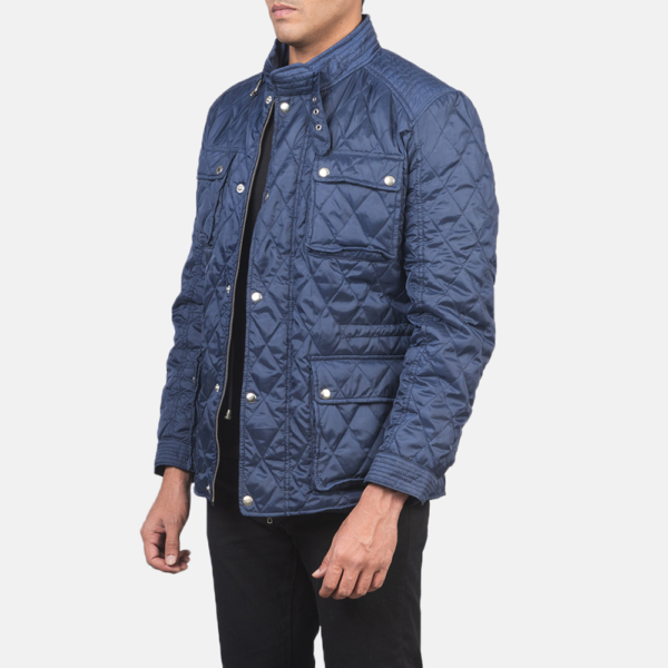 Mens Nelson Quilted Blue Windbreaker Jacket - JH0058