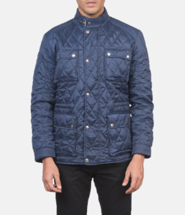 Mens Nelson Quilted Blue Windbreaker Jacket - JH0058