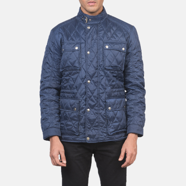 Mens Nelson Quilted Blue Windbreaker Jacket - JH0058