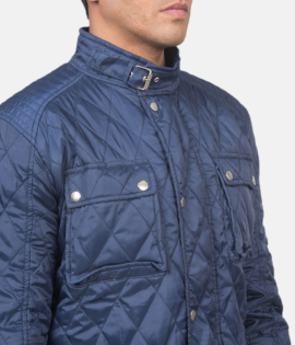 Mens Nelson Quilted Blue Windbreaker Jacket - JH0058