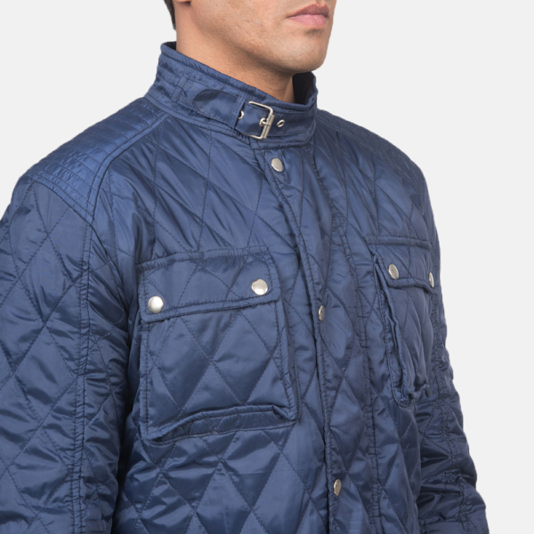 Mens Nelson Quilted Blue Windbreaker Jacket - JH0058