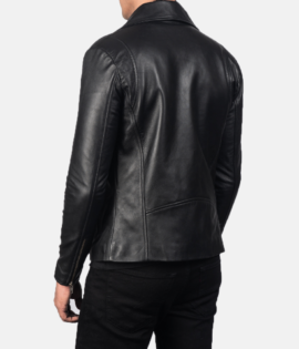 Mens Real Sheepskin Leather Noah Black Leather Biker Jacket - JH0113