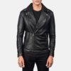 Mens Real Sheepskin Leather Noah Black Leather Biker Jacket - JH0113