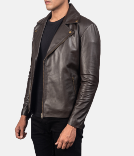 Mens Real Sheepskin Leather Noah Black Leather Biker Jacket - JH0113