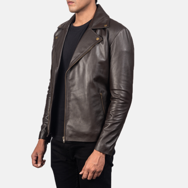 Mens Real Sheepskin Leather Noah Black Leather Biker Jacket - JH0113