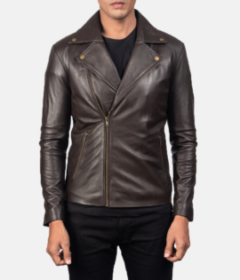 Mens Real Sheepskin Leather Noah Black Leather Biker Jacket - JH0113