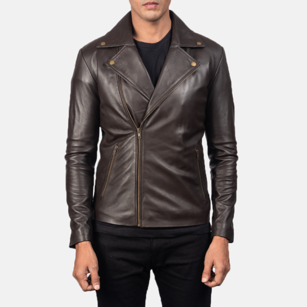 Mens Real Sheepskin Leather Noah Black Leather Biker Jacket - JH0113