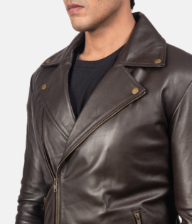 Mens Real Sheepskin Leather Noah Black Leather Biker Jacket - JH0113