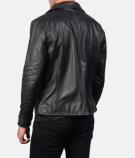 Mens Cowhide Leather Raiden Black Leather Biker Jacket - JH0049