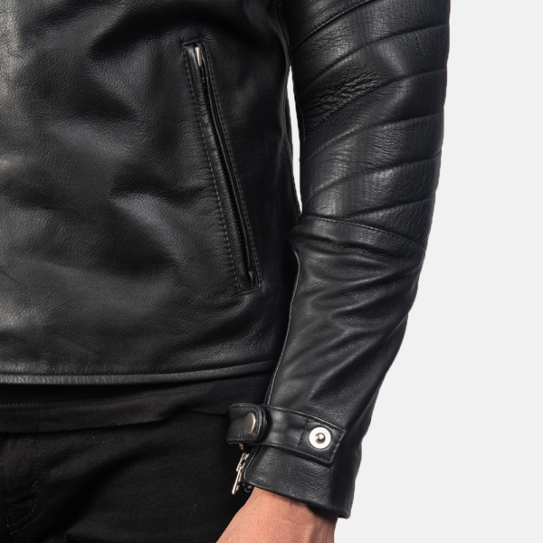 Mens Cowhide Leather Raiden Black Leather Biker Jacket - JH0049