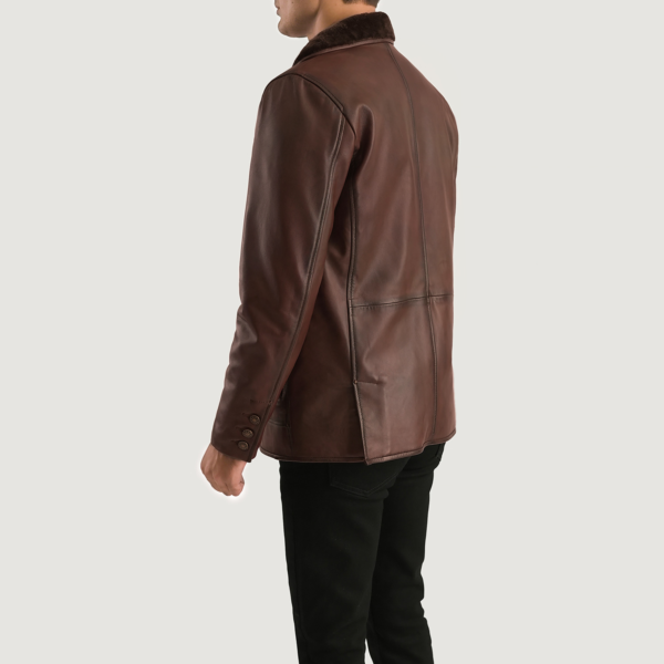 Mens Sheepskin Leather Rocky Brown Fur Leather Coat - JH0041