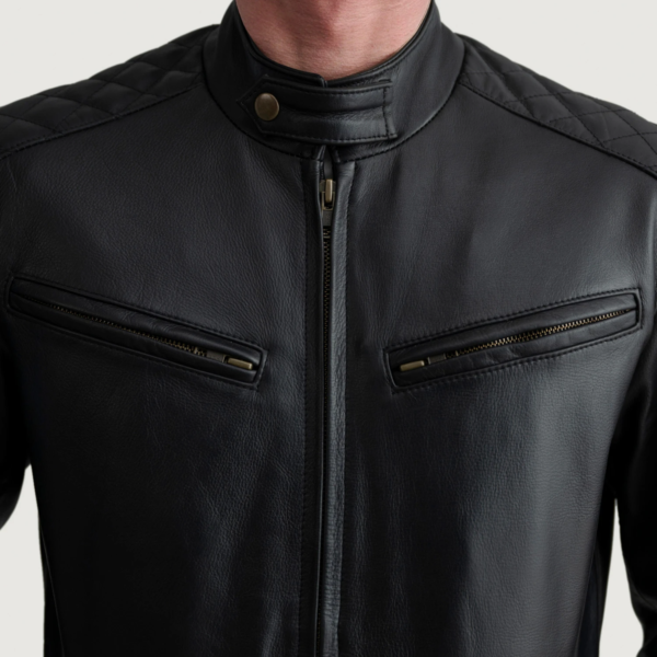 Mens Cowhide Leather Sven Black Leather Bomber Jacket - JH0036