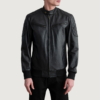 Mens Cowhide Leather Sven Black Leather Bomber Jacket - JH0036