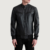 Mens Cowhide Leather Sven Black Leather Bomber Jacket - JH0036