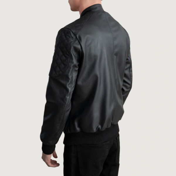 Mens Cowhide Leather Sven Black Leather Bomber Jacket - JH0036