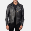 Mens Real Cowhide Leather Classmith Black Leather Coat - JH0011