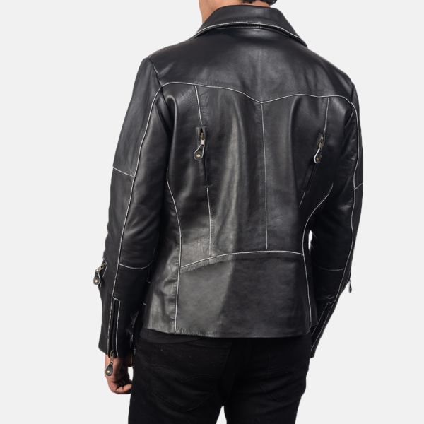 Mens Real Cowhide Leather Classmith Black Leather Coat - JH0011