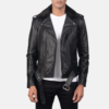 Mens Real Cowhide Leather Furton Black Leather Biker Jacket - JH0054