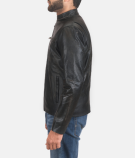 Rustic Black Leather Biker Jacket - JH0006