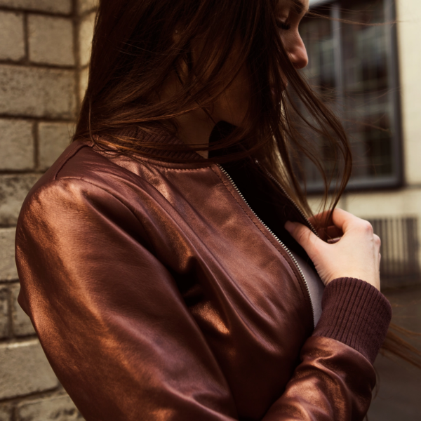 Womens Sheepskin Reida Maroon Leather Bomber Jacket - JH0078