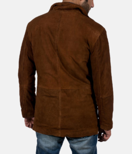 Mens Real Goatskin Leather Sheriff Brown Suede Jacket - JH0038