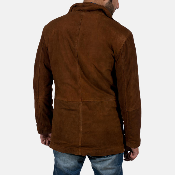 Mens Real Goatskin Leather Sheriff Brown Suede Jacket - JH0038