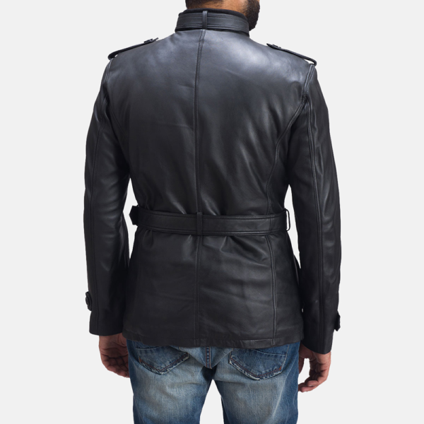 Mens Real Sheepskin Leather Hunter Black Leather Jacket - JH0037