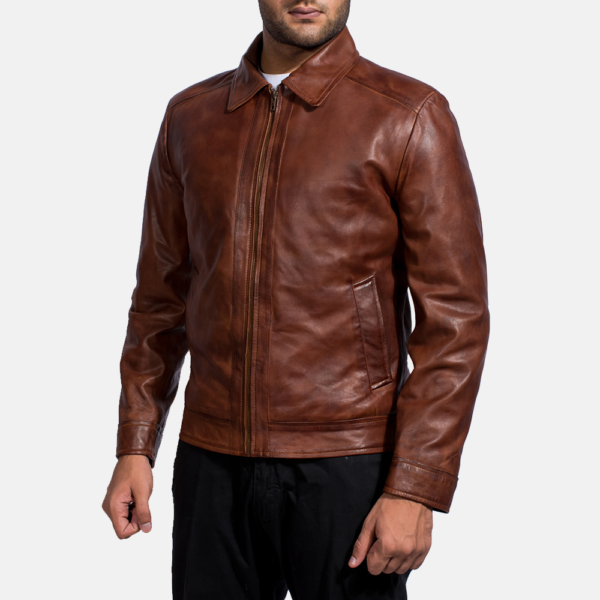 Mens Real Sheepskin Leather Inferno Brown Leather Jacket - JH0032