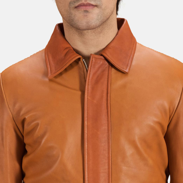 Mens Real Sheepskin Leather Hubert Tan Brown Leather Jacket - JH0090