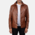 Mens Real Sheepskin Leather Waffle Brown Leather Jacket - JH0027